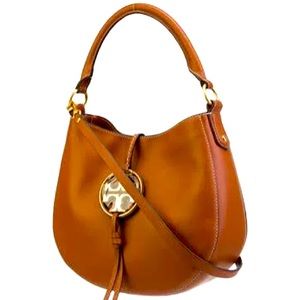 Tory Burch Brown Handke Bag with Tory Logo medallion